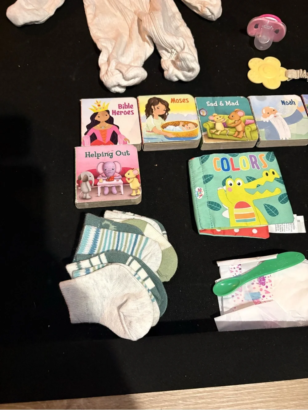 wonder nation White Sleeper with Pink Pacifier and Colorful Board Books Play Set